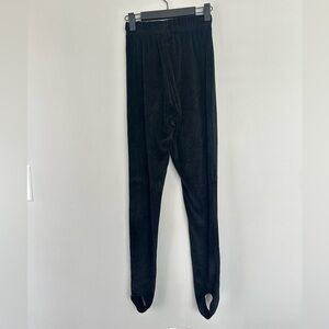 Y2K One Step Up Black Velour Stirrup Pants S  Soft Grunge Balletcore